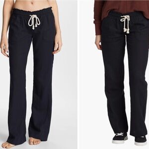 Roxy Black Drawstring Pants size med linen blend